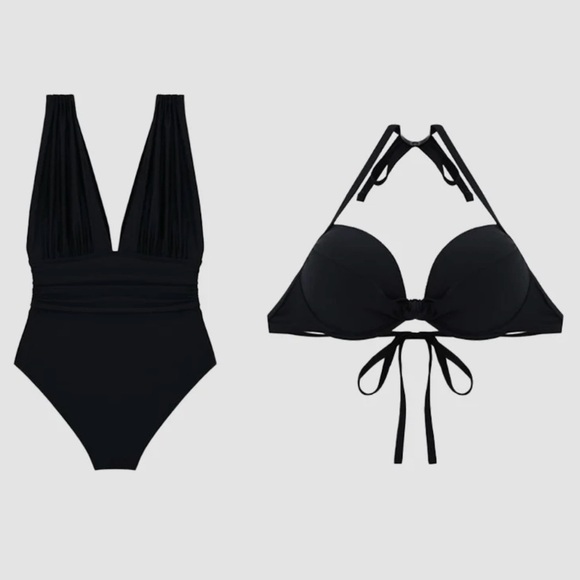 LilyLove Plunge One-Piece Swimsuit with Optional Bra Top, size XL - Picture 14 of 15